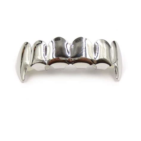 White Gold Vampire Teeth Grillz 18K | Caletio