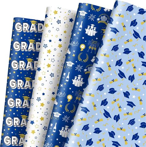 Amazon Jarthenaamcs Graduation Wrapping Paper Not Roll Blue