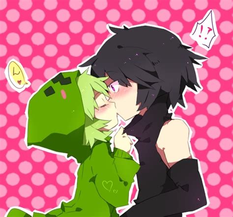 Minecraft Creeper Kiss Minecraft Fan Art Minecraft Anime Girls Minecraft Anime