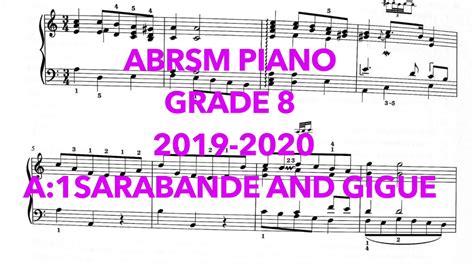 Abrsm Piano Grade A Sarabande And Gigue Piano Abrsm