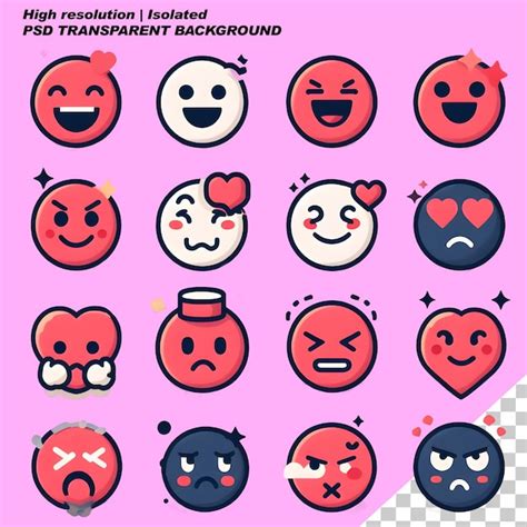 Colección de emoji de reacción de emoticones de colores Archivo PSD