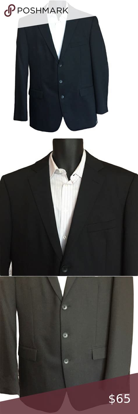 Perry Ellis Portfolio Black Single Breasted Blazer Blazer Black