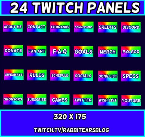 Rainbow Twitch Panels 24 Stream Panels Rabbitearsblog S Ko Fi Shop