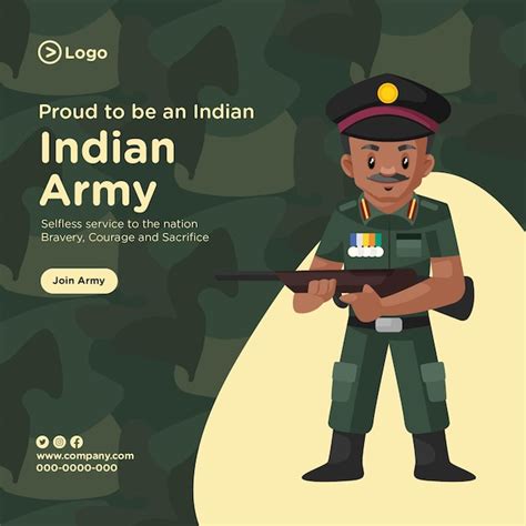 Premium Vector Banner Design Of Proud To Be An Indian Army Cartoon Style