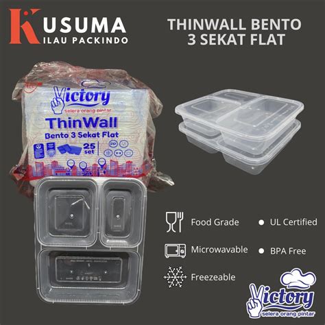 Jual Victory Thinwall Bento Sekat Flat Isi Pcs Per Pack Pcs