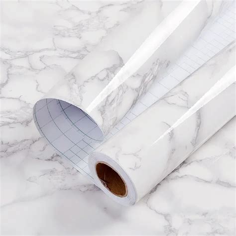 Buy 122x5m Whiteandgrey Marble Vinyl Glossy Vinyl Wrap