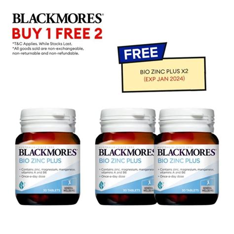 ⭐ready Stock⭐ Buy 1 Free 2 Blackmores Bio Zinc Plus 30s Exp Jan 2024