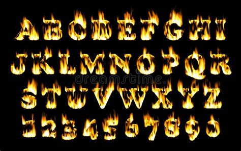 Fire Font Collection - Fiery Alphabet Set Stock Illustration ...