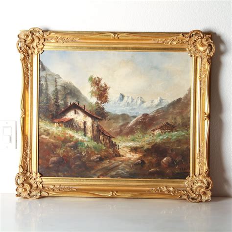 Original Carlo Mancini Italian Countryside Landscape Oil Painting Ebth