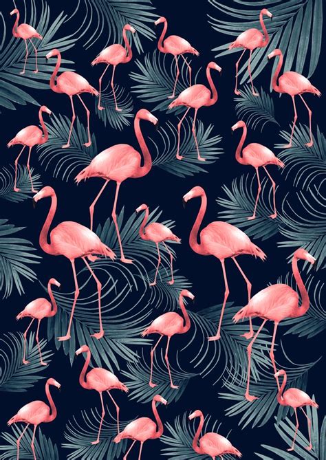 Summer Flamingo Palm Night Vibes Tropical Decor Art Society