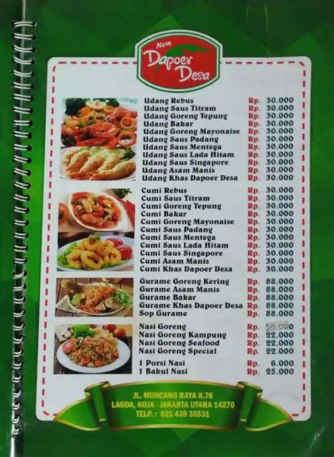 Menu At Dapur Desa Restaurant Jakarta Jl Muncang No