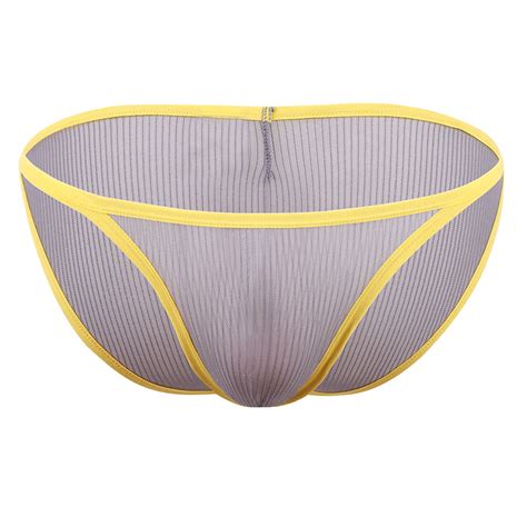 Dovford Mens Bikini Briefs Soft Breathable Bulge Pouch Underwear Micro Mesh Panties Scrunch Butt