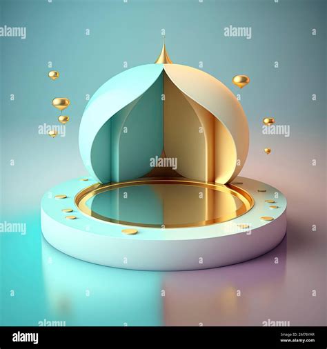 Realistic D Modern Islamic Background Of Futuristic Mosque With Podium