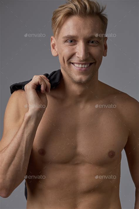 Handsome Man With Naked Torso Smiling Stock Photo By Arthurhidden