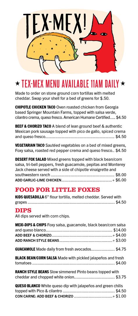 Menu — Foxy Loxy Cafe