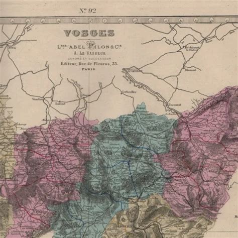 Les Vosges France Region Geography Department Old Map Circa