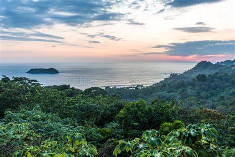 Sunset At Manuel Antonio Costa Rica Tropical Pacific Coast Stock