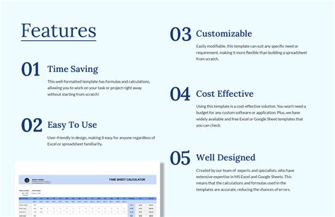 Timesheet Calculator Template in Excel, Google Sheets - Download ...