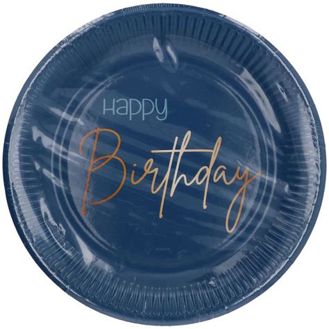 8 X Happy Birthday Elegant True Blue Paper Plates Happy Birthday