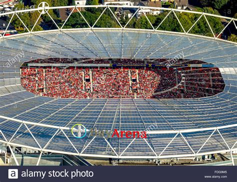 Aerial view, Bayer 04 Leverkusen, BayArena, the stadium of the football ...