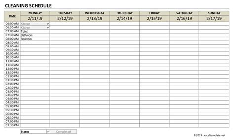 Cleaning Schedule Template