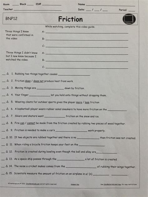 42 Bill Nye Friction Worksheet Answers Worksheet Online