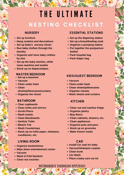 ultimate nesting checklist printable | Nursery Design Studio