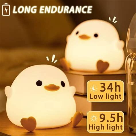 Actver Cute Bean Duck Led Night Light Cartoon Usb Rechargeable Colors