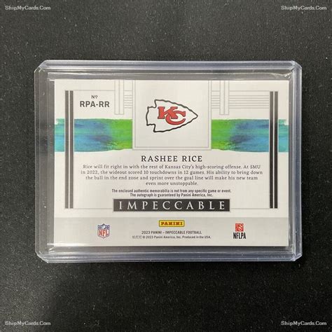 2023 Panini Impeccable Rashee Rice Rookie Auto Patch 25 Chiefs RPA RR