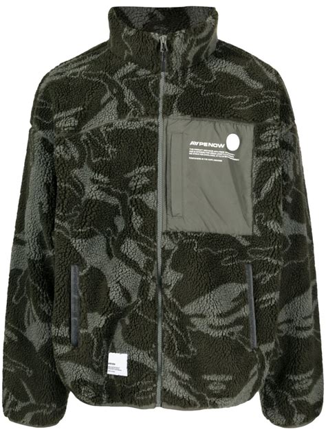 Aape By A Bathing Ape® Camouflage Print Fleece Jacket Green Farfetch Uk