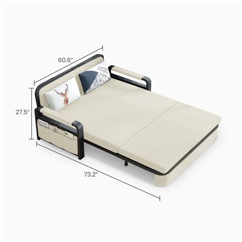 Hernest | Modern Convertible White Sofa Bed With Storage