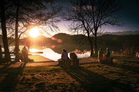 Park Lake Sunset Bench Royalty Free Photo