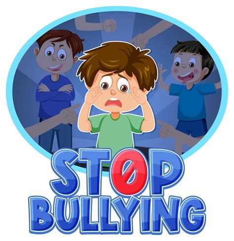 Premium Vector Stop Bullying Text With Cartoon Character