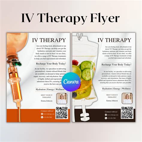 Iv Therapy Flyer Canva Editable Iv Therapy Editable Template A Size Etsy