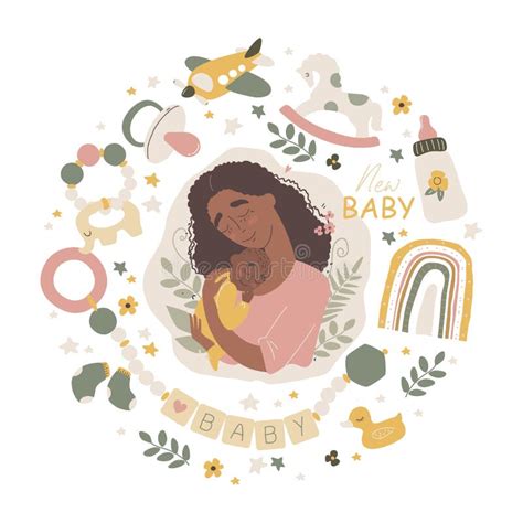 Mother Holding Her Newborn Baby Girl Stock Illustrations – 987 Mother ...