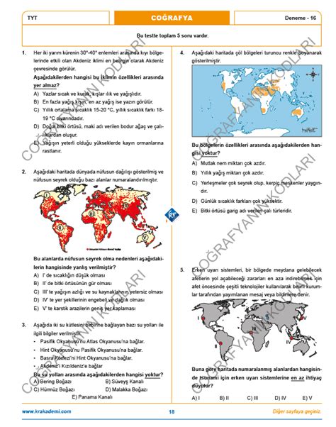 Coğrafyanın Kodları TYT COĞRAFYA DENEME 15 16 SORU ÇÖZÜMÜ PDF 2023