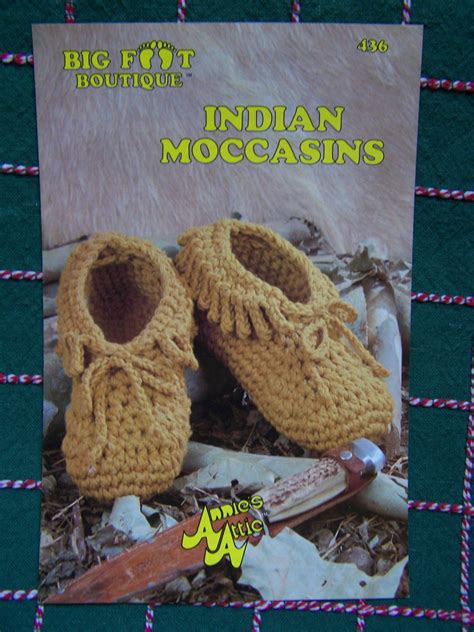 Free USA S H 1980s Annie S Attic Crochet Pattern Indian Moccasins Adult