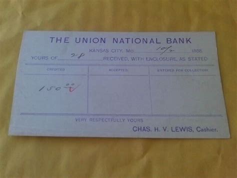 1888 Postcard Note Union National Bank Kansas City Mo Merchants Helena