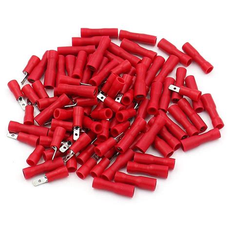 X Red Fully Insulated Spade Electrical Crimp Connectors Mixed Male