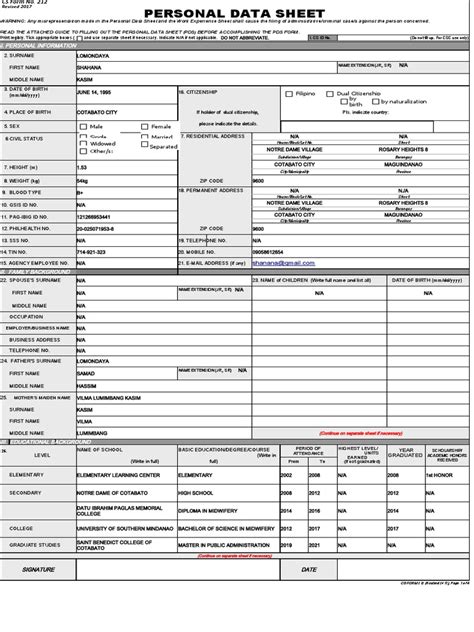 Pds Sample Pdf Human Resource Management Civil Service