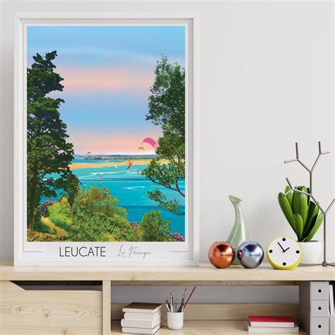 Leucate La Franqui Travel Poster Illustration Travel Poster Art Deco