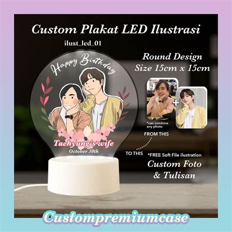 Jual Custom Plakat Lampu Tidur Led Akrilik Desain Custom Foto Ilustrasi