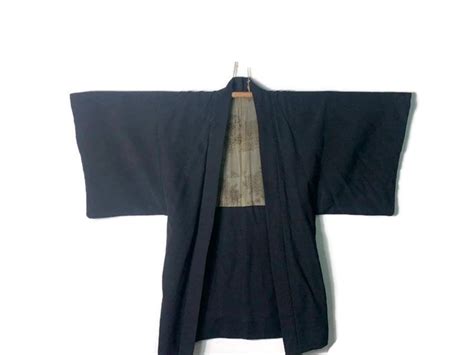 Japanese Black Silk Haori Montsuki Kimono Jacket Japan Etsy