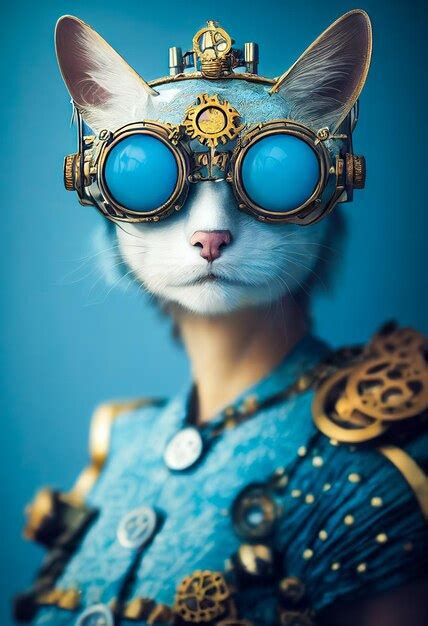 Premium Photo Steampunk Cat Woman With Glasses