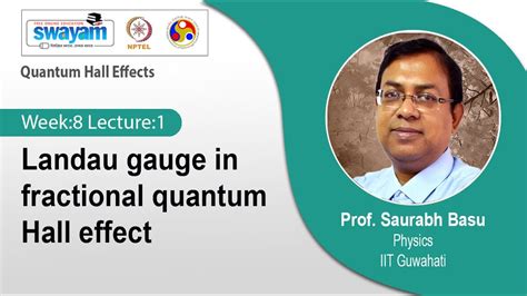 Lec 19 Landau Gauge In Fractional Quantum Hall Effect YouTube