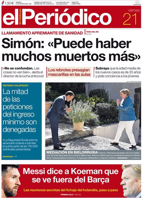 Las Portadas De Los Periódicos Del Viernes 21 De Agosto De 2020