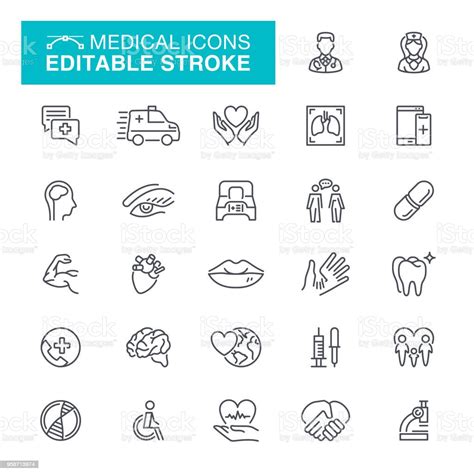 Medical Editable Stroke Icons Stock Illustration - Download Image Now ...