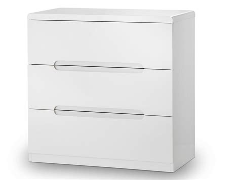 Julian Bowen Manhattan White High Gloss 3 Drawer Low Chest Of Drawers