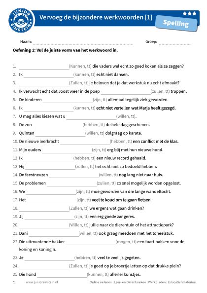 Grammatica Oefeningen Grammar Exercises Oefening Vervoeging Images