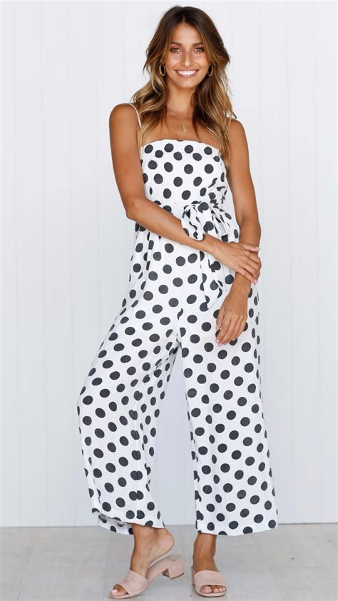 Wide Leg Jumpsuit Polka Dot Straps Women Vintage Jumpsuit Td Mercado